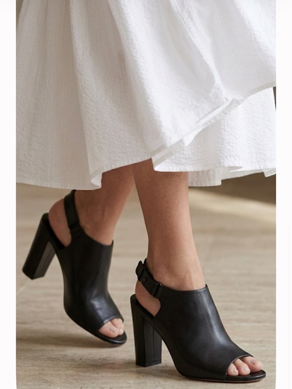 Vince Hartley Black Leather Wedge Sandal Heel Size 7
